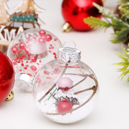 Décorations de Noël Pendentif pour sapin de Noël en boule transparente rouge et blanche