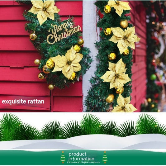 Christmas Colorful Ball Rattan Latte Art Christmas Tree Garland Doors And Windows Stair Layout Hanging Decorations