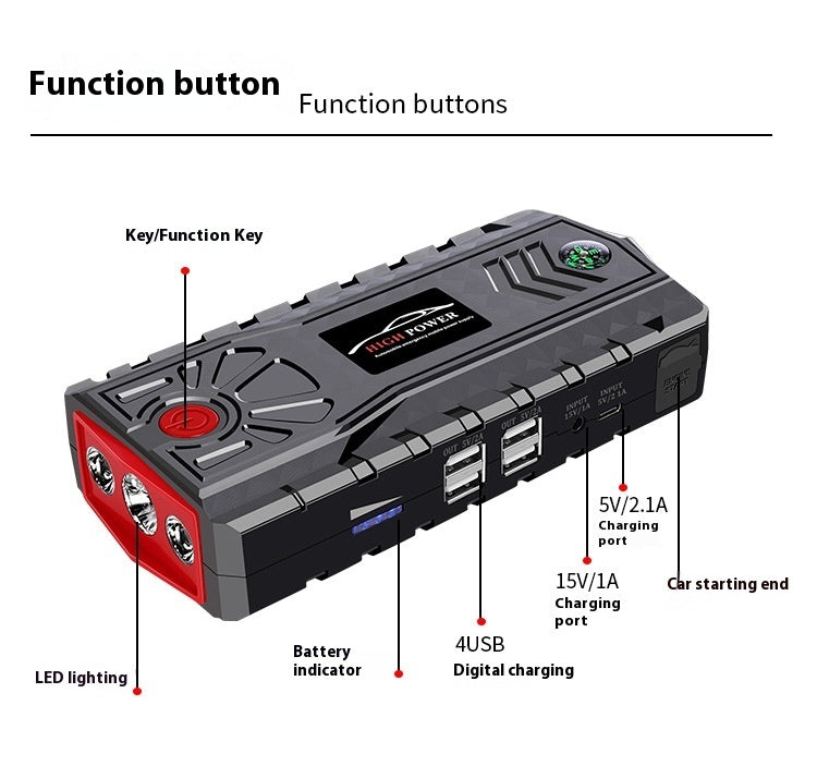 Fuente de energía portátil para arranque de emergencia de automóviles