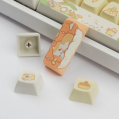 Mechanical Keyboard Keycaps Custard Cute Fit 68 75 98 100 Column Key Cap