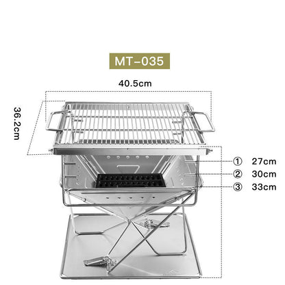 Horno de barbacoa con mesa de fuego plegable de acero inoxidable