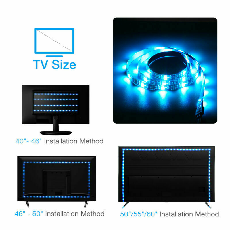 4x50CM USB 5V RGB LED bande lumière de fond Kit à distance pour lampe d'ordinateur TV