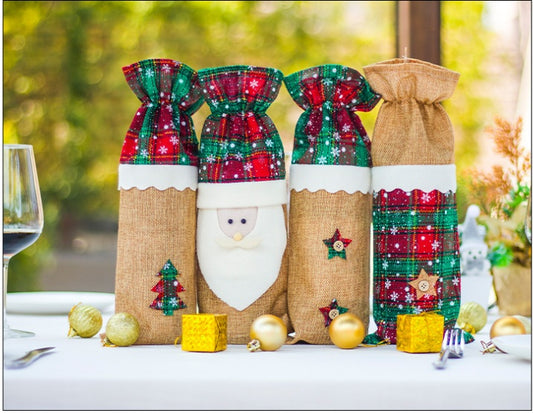 Christmas Table Creative Decorations Red Wine Bottle Bag