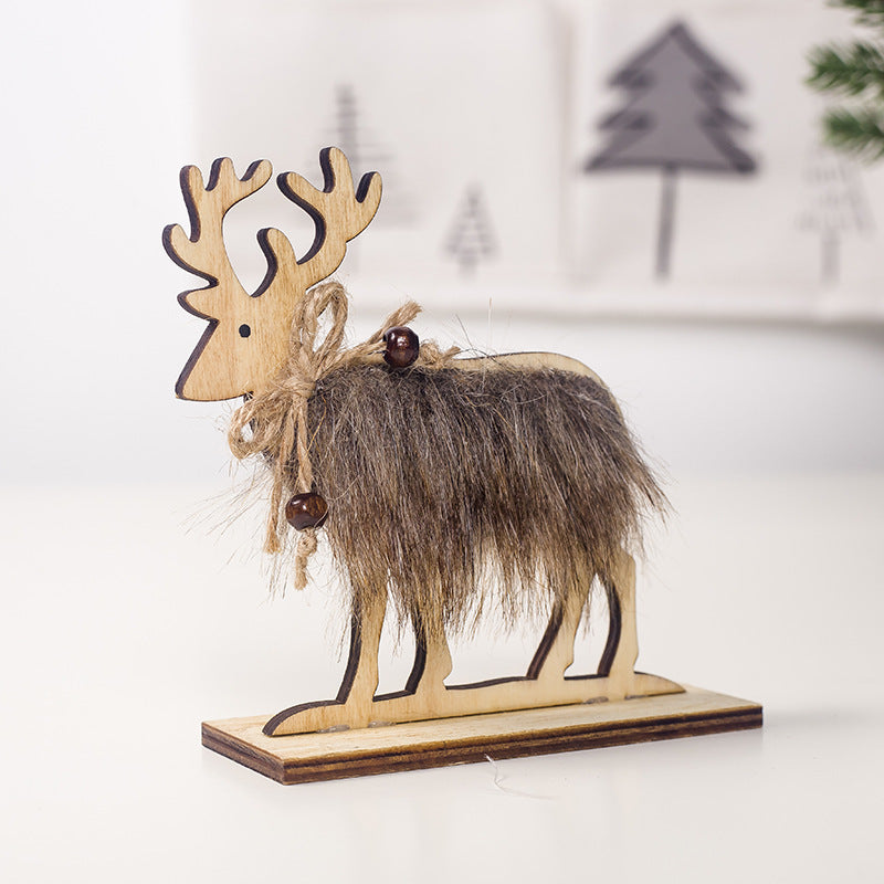 Christmas Elk Decorative Ornaments Wooden Felt Christmas Decorations Creative Furnishings Ornaments