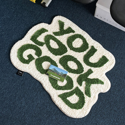 Tapis d'intérieur simple avec lettres floquées, décoration de maison