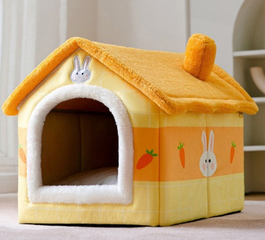 Casa plegable para perros, cama para Gato, Villa para perros de invierno, caseta para dormir, nido extraíble, cueva cerrada cálida, sofá, suministros para mascotas