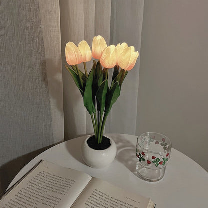 LED tulipe veilleuse artificielle pot de fleurs en pot plante paysage lampe de Table maison chambre salon décoration cadeau