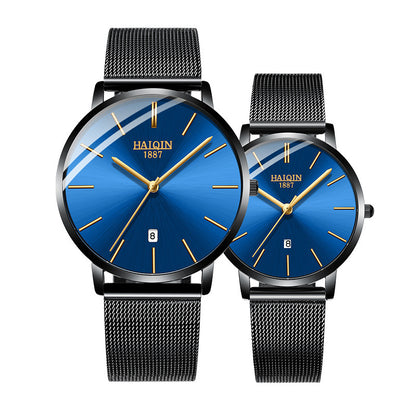 Maille en acier avec montre à quartz, table cadeau pour couple pour dames