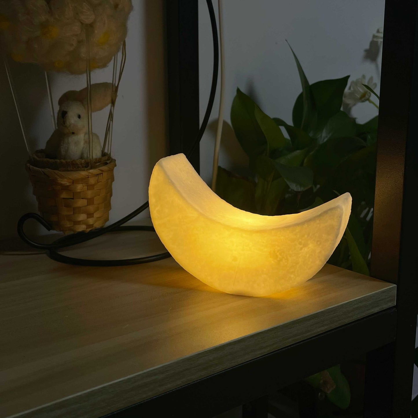 Lámpara de noche con forma de luna, luz ambiental creativa para la mesita de noche del dormitorio