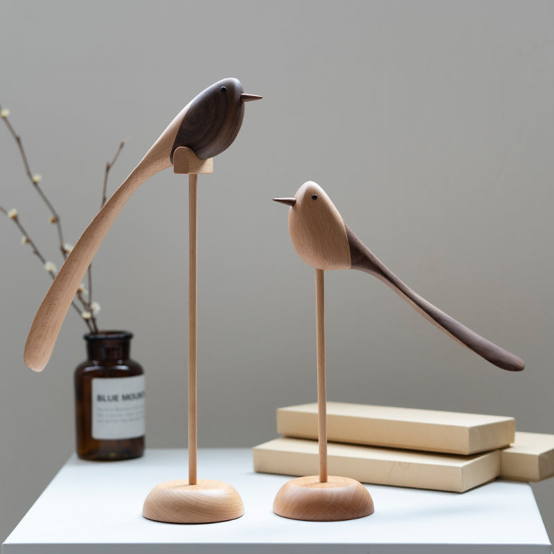 Décorations d'oiseaux en bois massif pour bureau