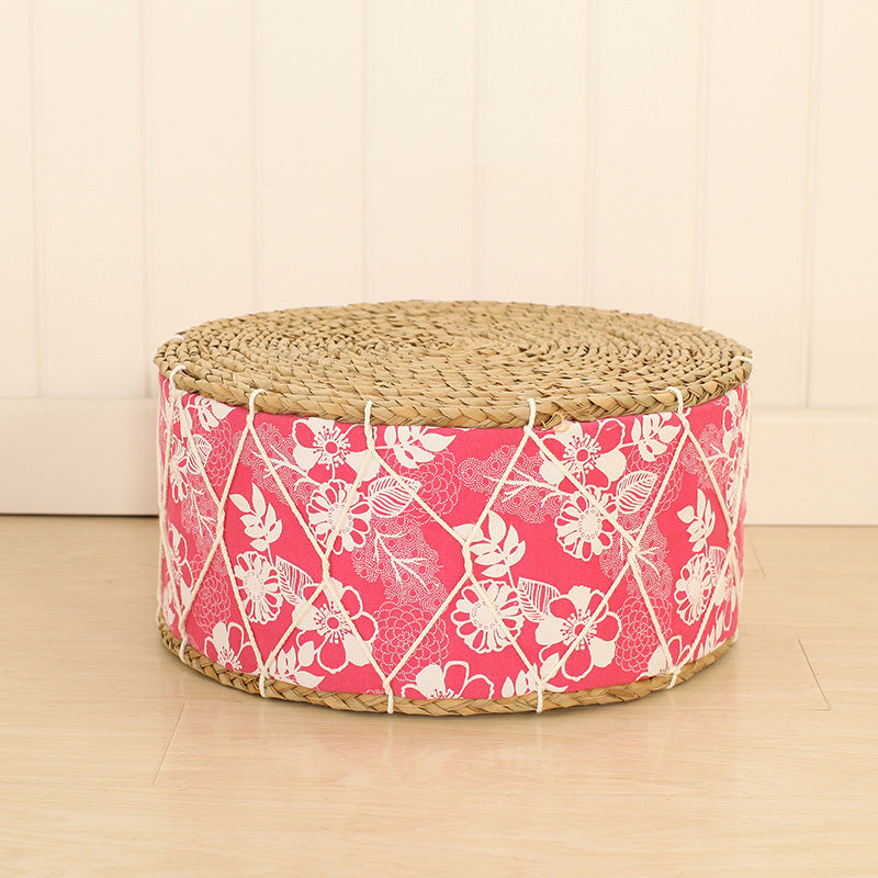 Straw woven home stool