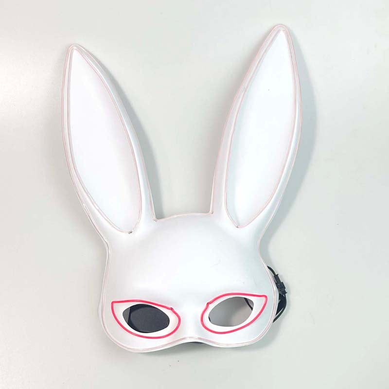 Masque de fille de lapin demi-visage lumière froide légère