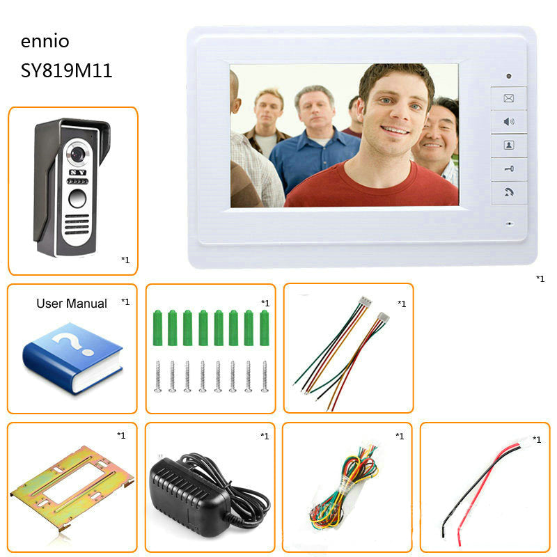 ENNIO 7 Inch Color Video Intercom Doorbell Night Vision Rainproof