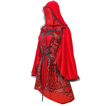 Halloween Jacquard Cloak Little Red Riding Hood Costume