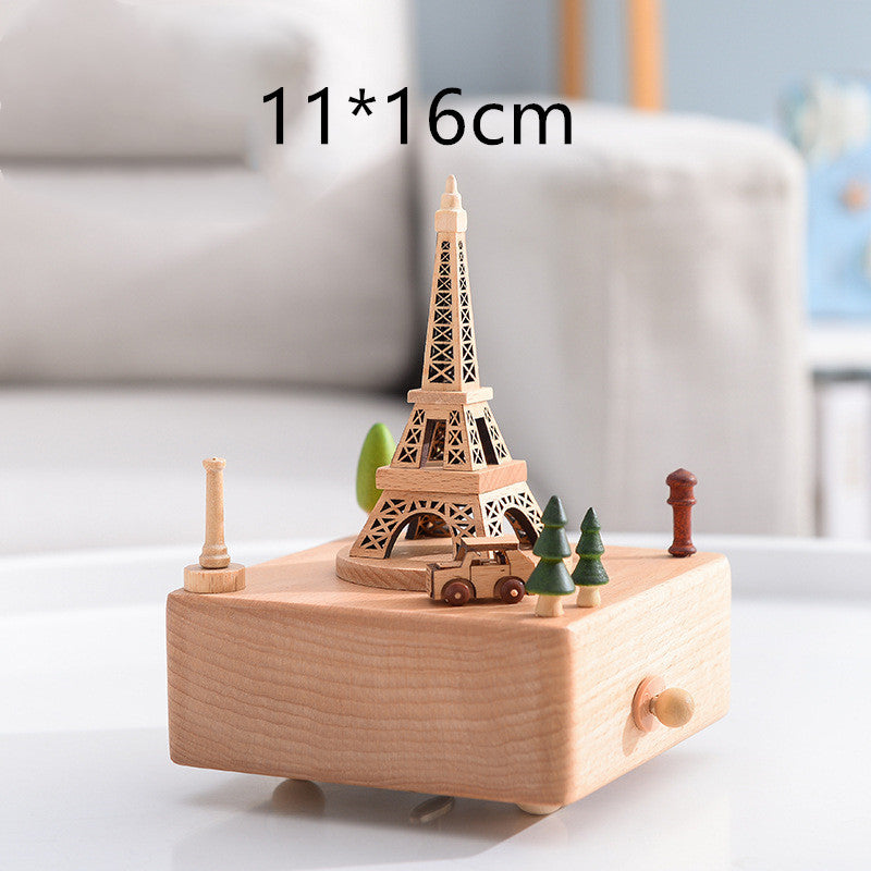 Music Boxes Innovative Rotating Musical Box Wooden Music Box Table Decoration