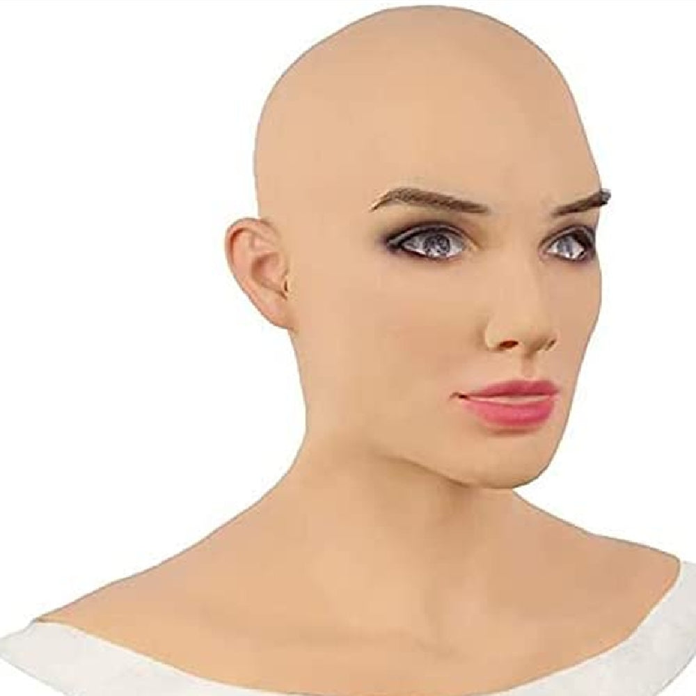 Halloween Cosplay Props Latex Bald Beauty Mask Headgear