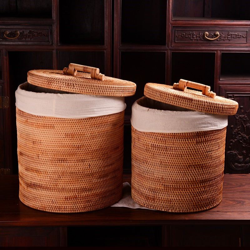 Vietnamese Rattan Woven Storage Basket For Household Bathroom Clothes