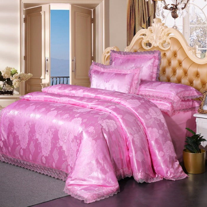 European Style Satin Embroidery Modal Jacquard Cotton Four-piece Cotton Tencel Wedding Quilt Cover Bed Sheet