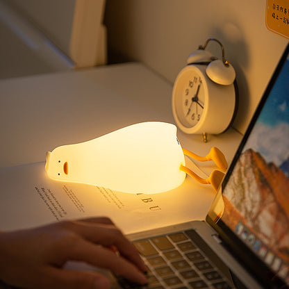 Lie Flat Duck Silicone Veilleuse Lampe de Table de Chevet pour Enfants LED Intelligente avec Veilleuse de Sommeil Pat Gradation Atmosphère Lampe de Table Cadeau