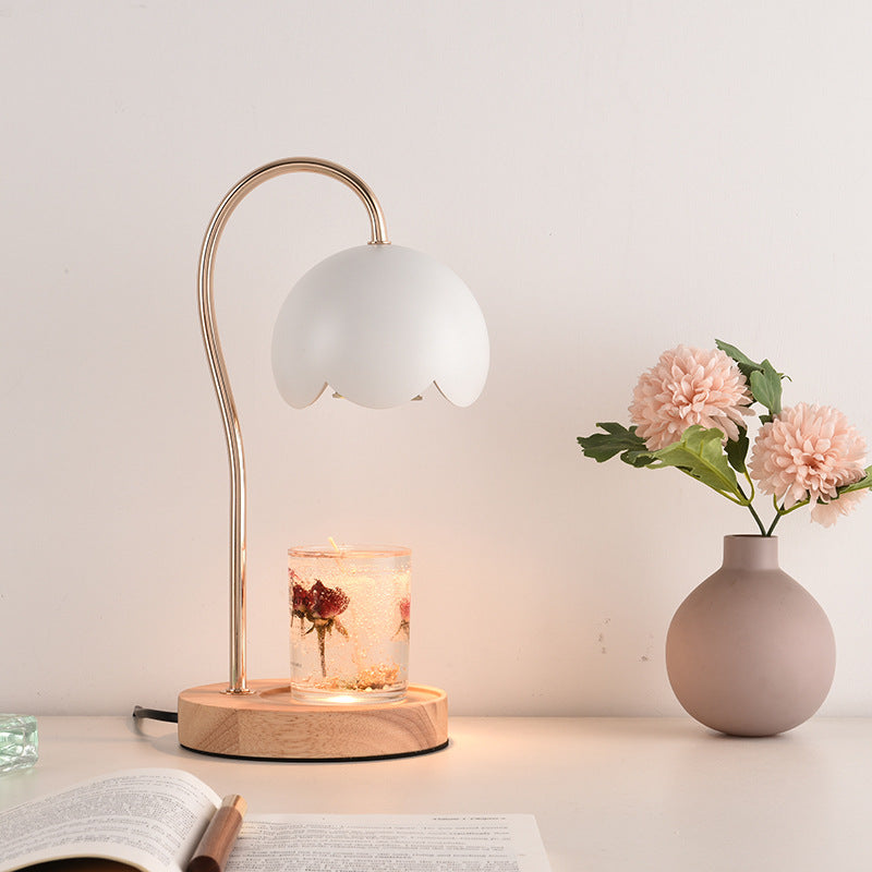 Lampe de chevet parfumée à bougie fondue, lumière ambiante à intensité variable, roses