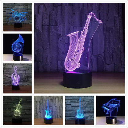 Lampe 7 couleurs pour enfants, veilleuse LED visuelle 3d