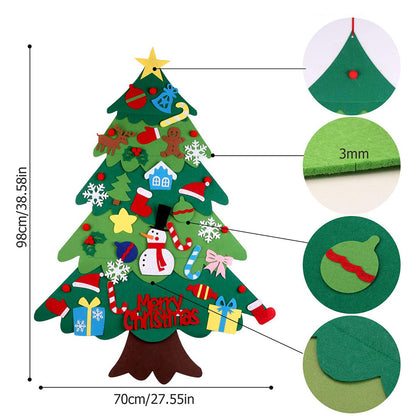 Árbol de Navidad de fieltro con luces para niños DIY