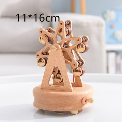 Music Boxes Innovative Rotating Musical Box Wooden Music Box Table Decoration