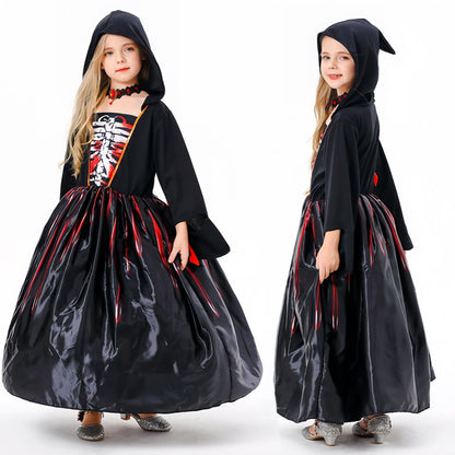 Vêtements d'Halloween pour enfants avec tête de mort et sorcière