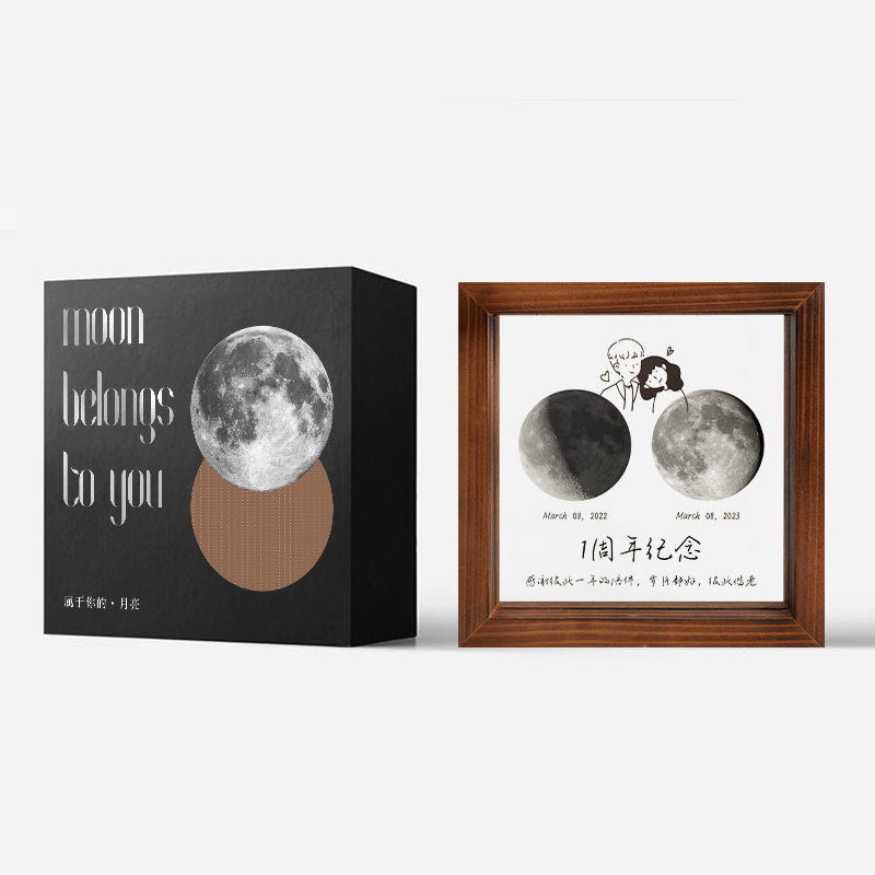 Cadre de lune transparent personnalisé pour les couples le jour de la naissance