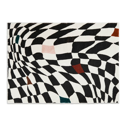 Tapis de salon moderne et minimaliste avec motif en damier de luxe léger