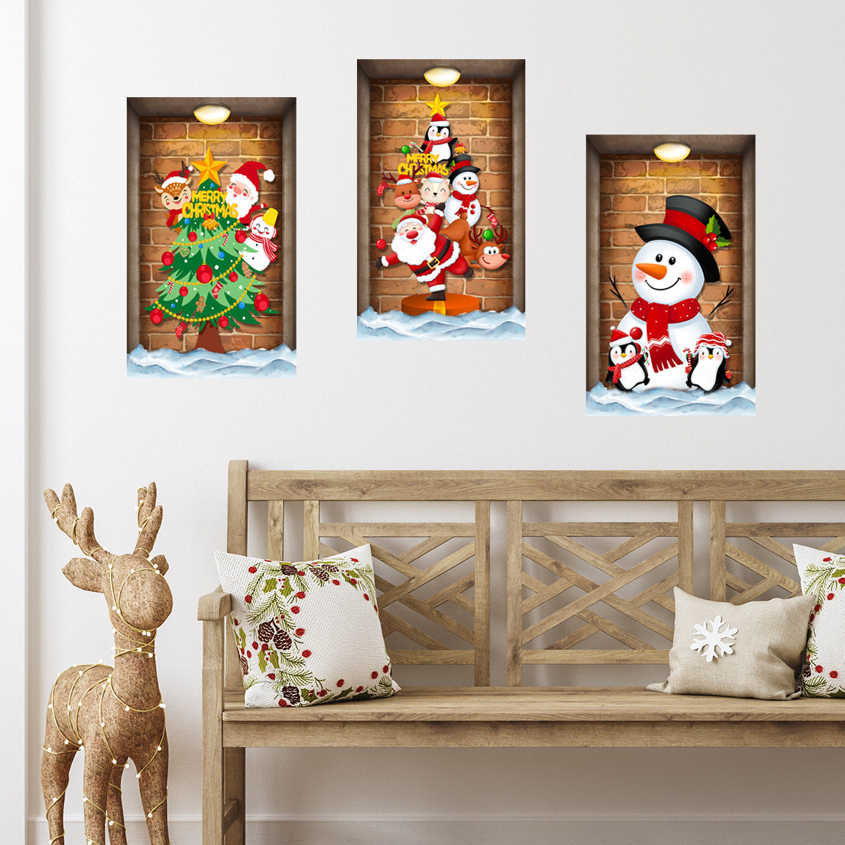 Cartoon Snowman Christmas Tree Home Decoration Wall Sticker