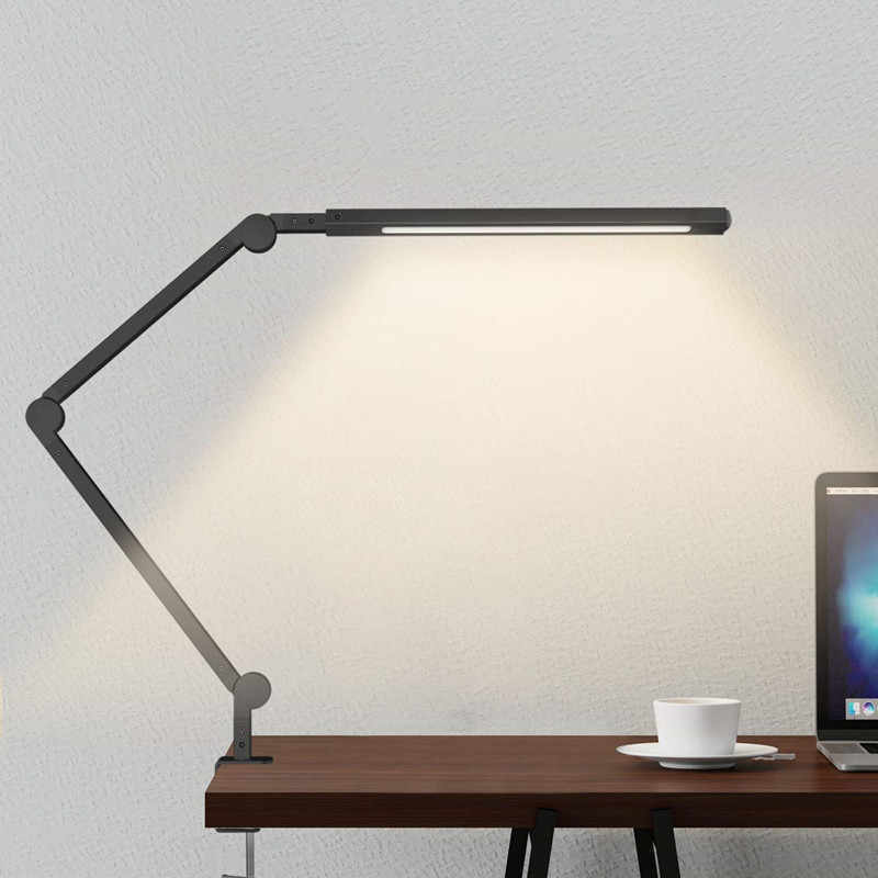 Lámpara de mesa plegable con protección para los ojos, lámpara de escritorio de estudio LED para estudiantes, lámpara con clip