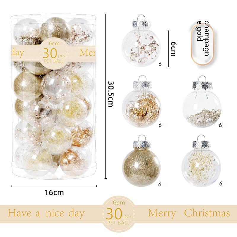 Lot de 30 boules décoratives de Noël en plastique transparent pour sapin de Noël