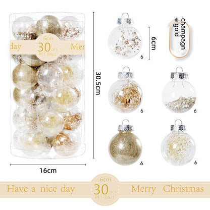 30 Pack Christmas Transparent Plastic Ball Tree Decorations