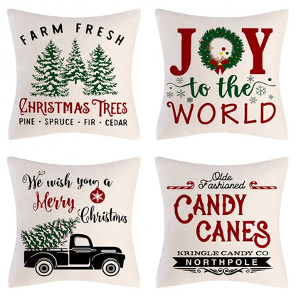 Home Decoration Christmas Pillow Cover Four-piece Set