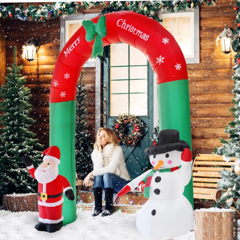 Arco gigante de Papá Noel, muñeco de nieve, jardín inflable, arco, adornos de Navidad, Festival de Año Nuevo, accesorios de decoración para fiestas