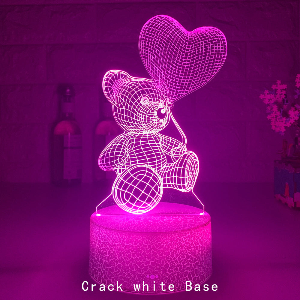 Lámpara 3D de acrílico, luces LED nocturnas USB, lámpara de letrero de neón, decoraciones navideñas para el hogar, dormitorio, decoración de cumpleaños, regalos del Día de San Valentín