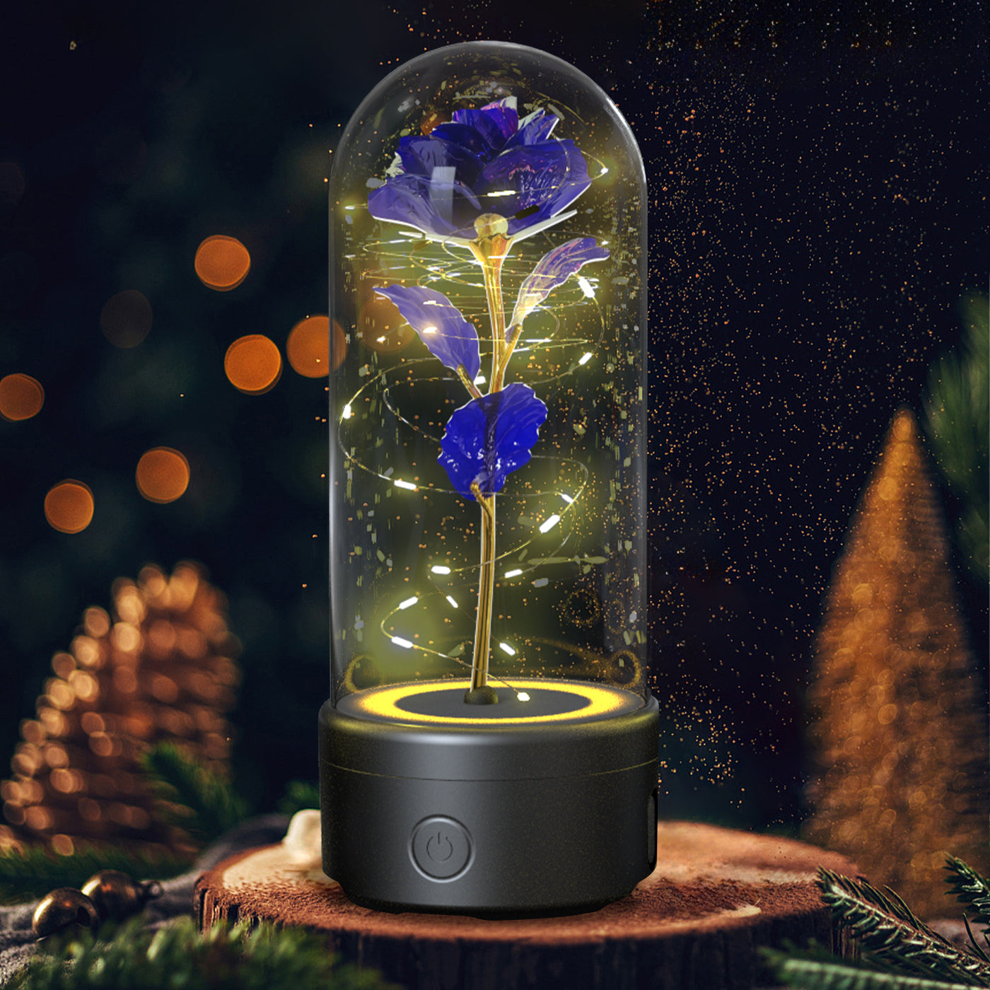 Creative 2 en 1 Rose Fleurs Lumière LED Et Haut-Parleur Bluetooth Cadeau De Saint Valentin Rose Lumineuse Veilleuse Ornement Dans Un Couvercle En Verre