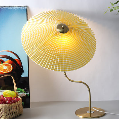 Retro American Pleated Table Lamp Large Umbrella Shape Swing