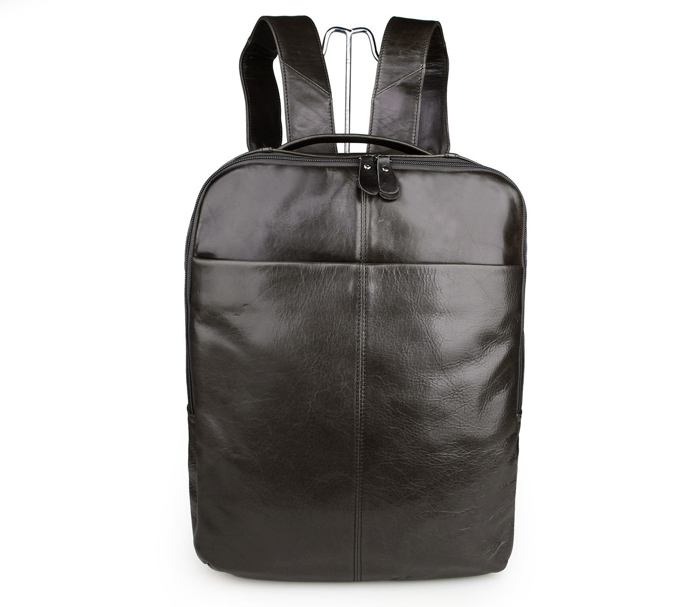 Top layer leather computer backpack