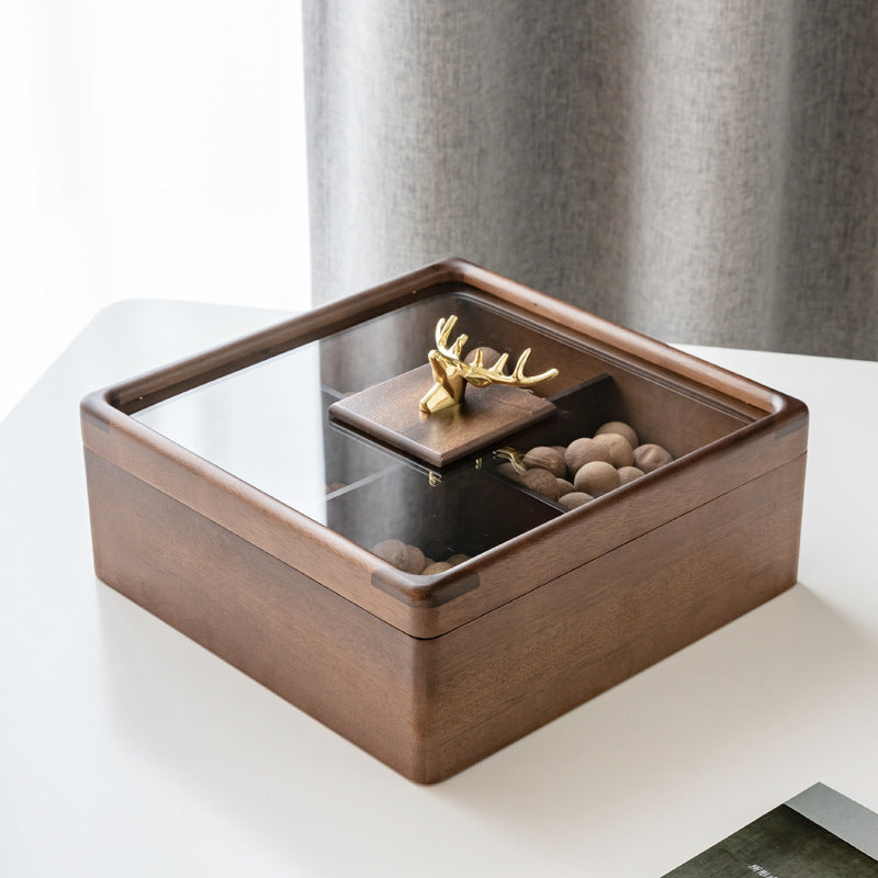 Solid Wood Nut Box Living Room Household Compartment With Cover