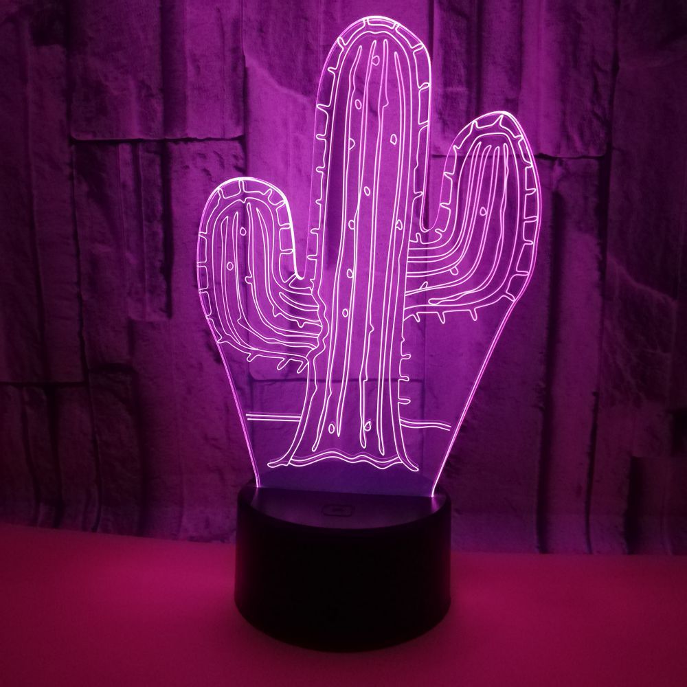 Luz nocturna 3D de cactus