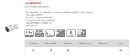 1200SP Dahua 2 million camera