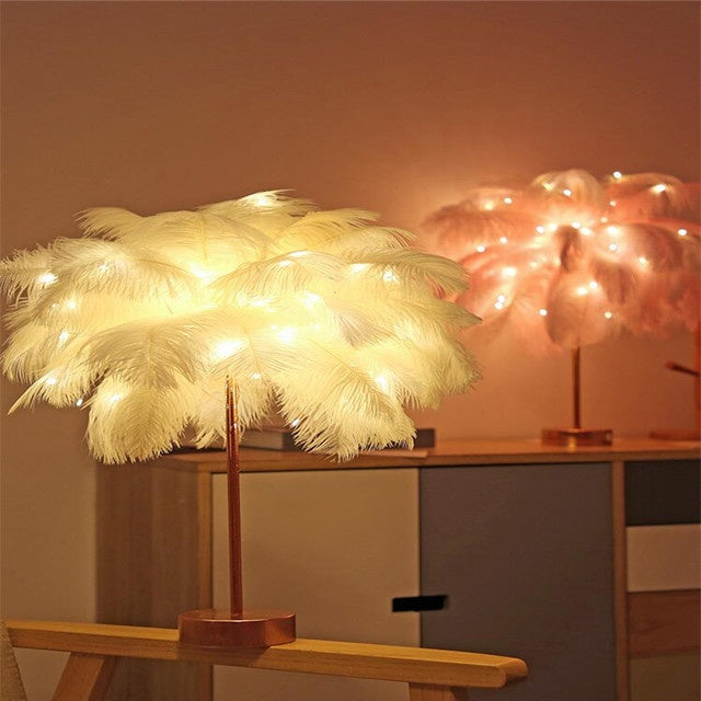 Lampe à plumes lampe de bureau nordique Style européen chambre chevet plume lampe de Table veilleuse lampe de Table décoration moderne