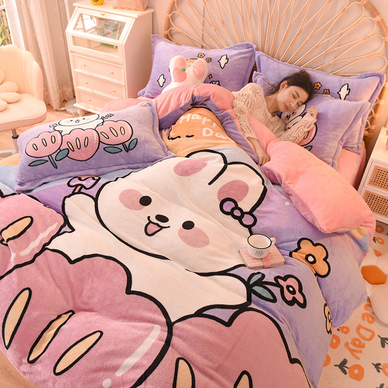 Cartoon Milk Flour Bed Set Of Four