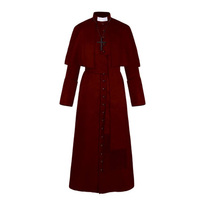 Solid Color Priest Cos Costume Halloween Priest Medieval Retro Cosplay Costume