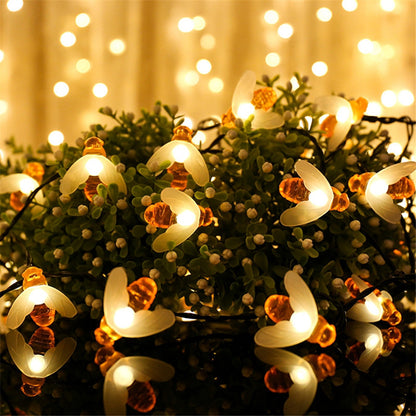 Guirlandes solaires lumineuses décoratives en forme d'abeille