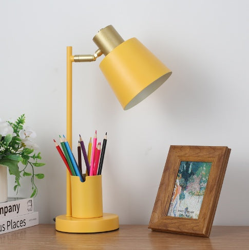 Lámpara de mesa pequeña con protección para los ojos, portalápices creativo especial de aprendizaje