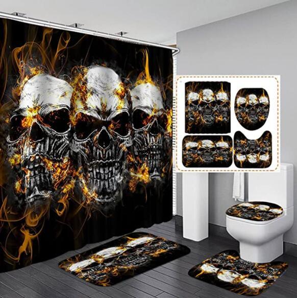 Polyester Printed Thickened Waterproof Halloween Shower Curtain