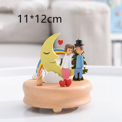 Music Boxes Innovative Rotating Musical Box Wooden Music Box Table Decoration